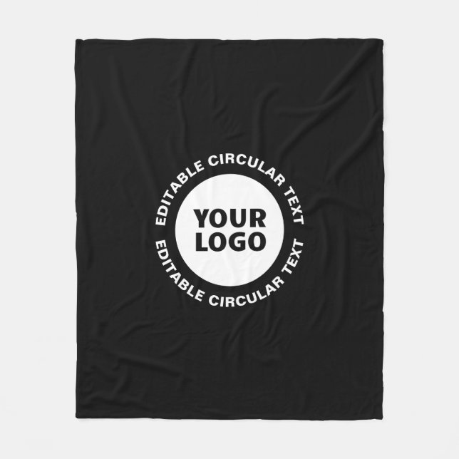Editable Circular Text Template & Your Logo Fleece Blanket (Front)