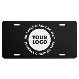 Editable Circular Text Template & Your Logo License Plate