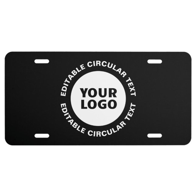 Editable Circular Text Template & Your Logo License Plate (Front)