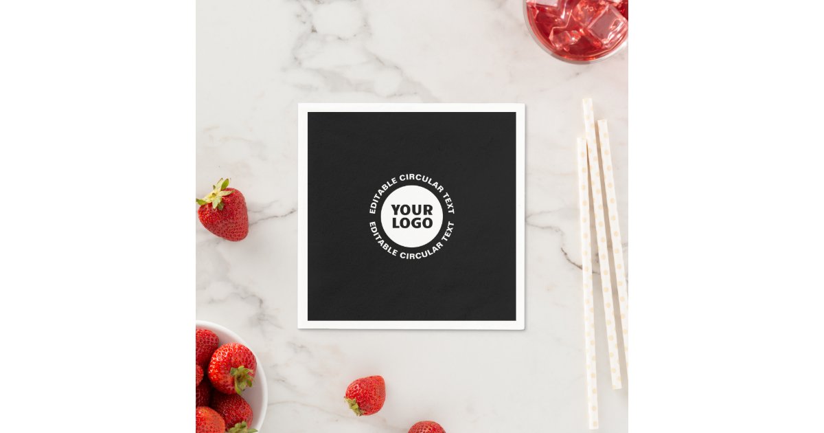 Editable Circular Text Template & Your Logo Napkins | Zazzle
