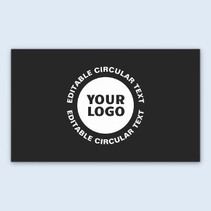 Editable Circular Text Template & Your Logo Rectangular Sticker