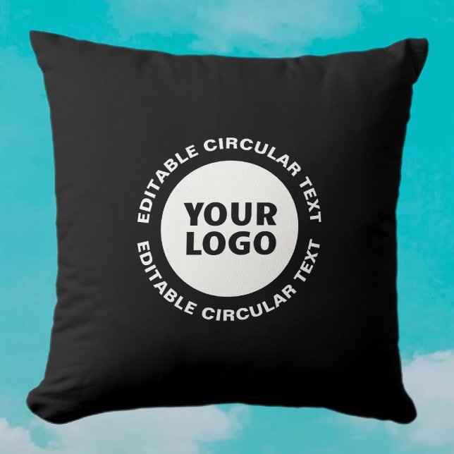 Editable Circular Text Template & Your Logo Throw Pillow (Creator Uploaded)