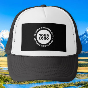 Editable Circular Text Template & Your Logo Trucker Hat