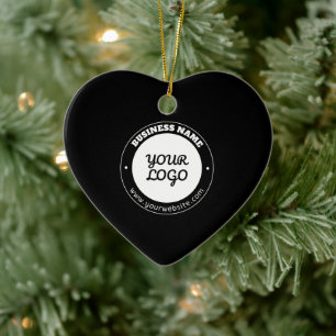 Editable Circular Text & Uploaded Logo Template Ceramic Ornament