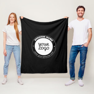 Editable Circular Text & Uploaded Logo Template  Fleece Blanket