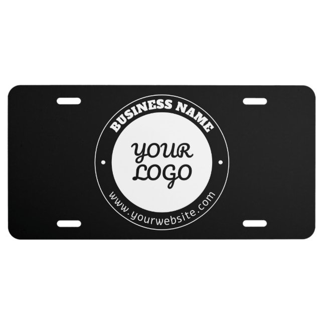 Editable Circular Text & Uploaded Logo Template  License Plate (Front)