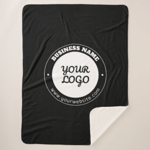 Editable Circular Text & Uploaded Logo Template Sherpa Blanket