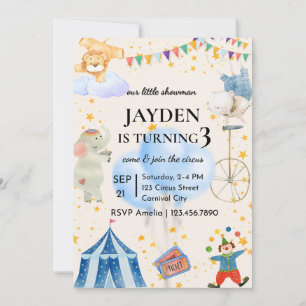Editable Circus Birthday Invitation for Boys&Girls