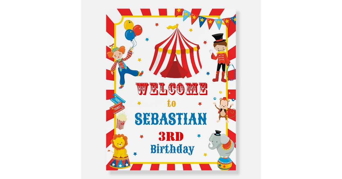 Editable Circus Welcome Sign Template Circus BDAY | Zazzle