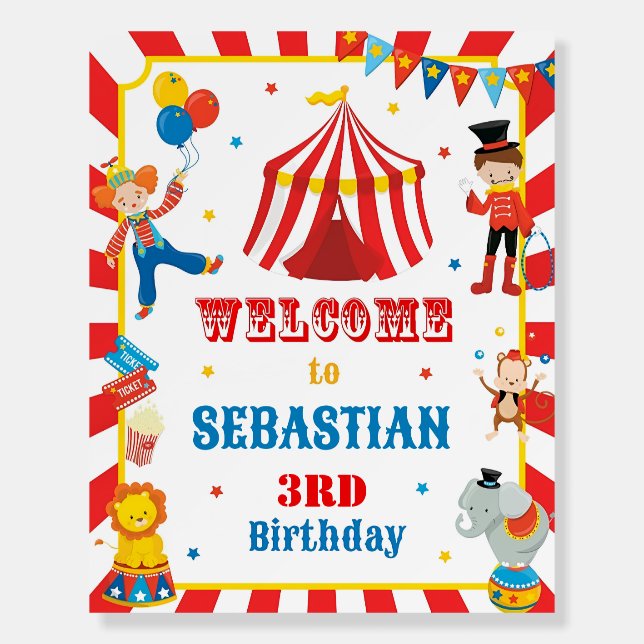 Editable Circus Welcome Sign Template Circus BDAY (Front)