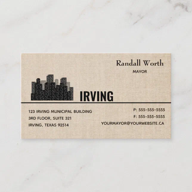 Picture of Editable City Skyline Linen Business Business Card | Zazzle
