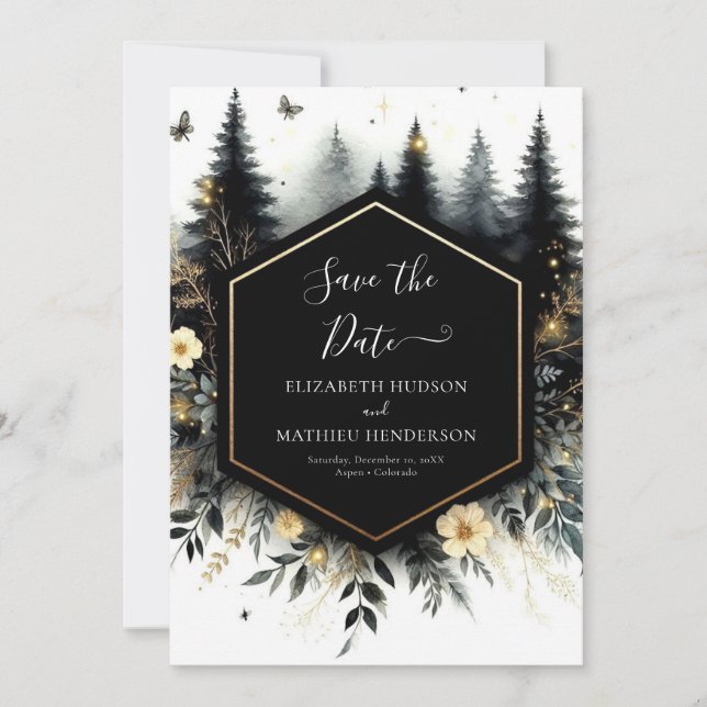 Editable Classic Enchanted Forest Wedding Save The Date (Front)