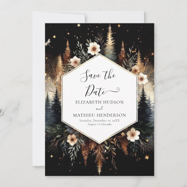 Editable Classic Enchanted Forest Wedding Save The Date (Front)