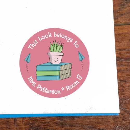 Editable Classroom Library Doodle Pink Sticker