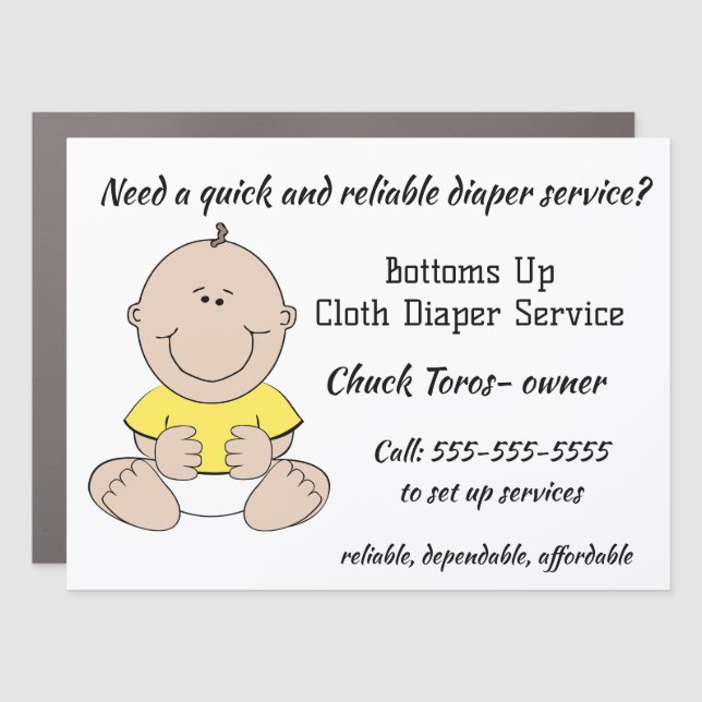 Editable Cloth Diaper Service Car Magnet (Front)