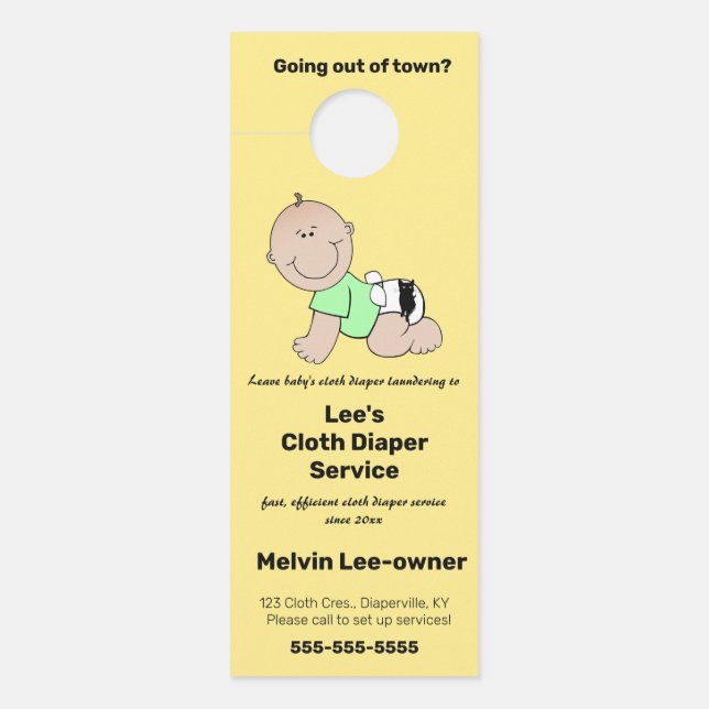 Editable Cloth Diaper Service Door Hanger (Front)