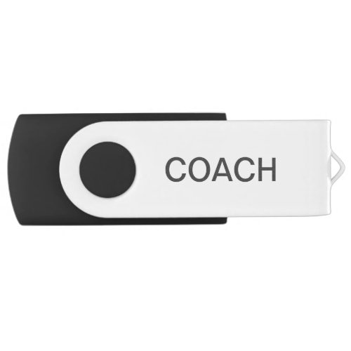 Editable Coach Text in Black  White Flash Drive