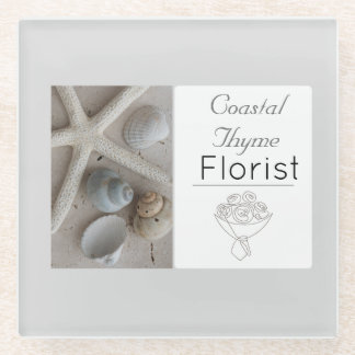 Editable Coastal Florist Branding Logo Template Glass Coaster