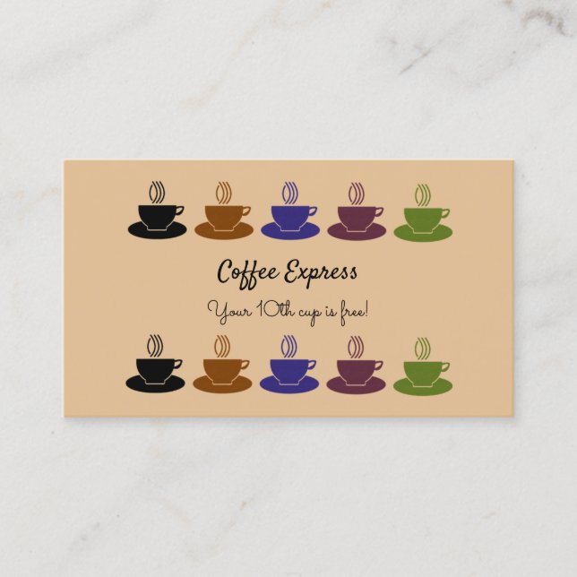 Editable Coffee Shop Loyalty Rewards Card (Front)