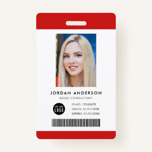 Editable Color Add Logo Barcode Employee Photo ID Badge