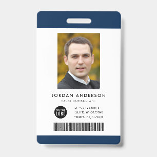 Editable Color Add Logo Barcode Employee Photo ID Badge