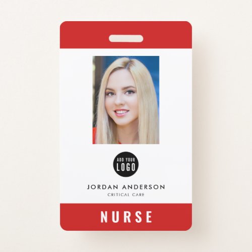 Editable Color Add Logo Medical Employee Photo ID Badge