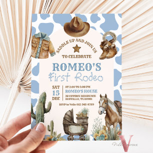 Editable Color & AGE Rodeo Cowboy Western Birthday Invitation