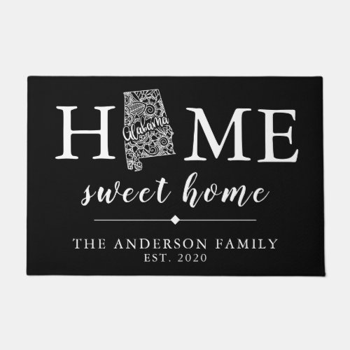 Editable Color ALABAMA Personalized State Door Mat