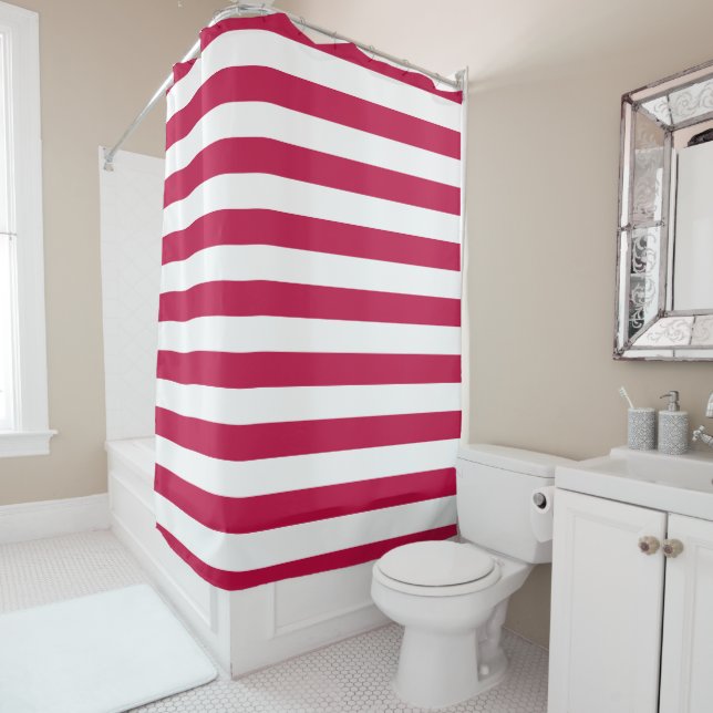 Editable Color and White Stripes Shower Curtain (In Situ)
