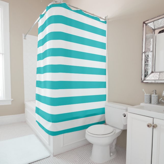 Editable Color and White Stripes Shower Curtain (In Situ)