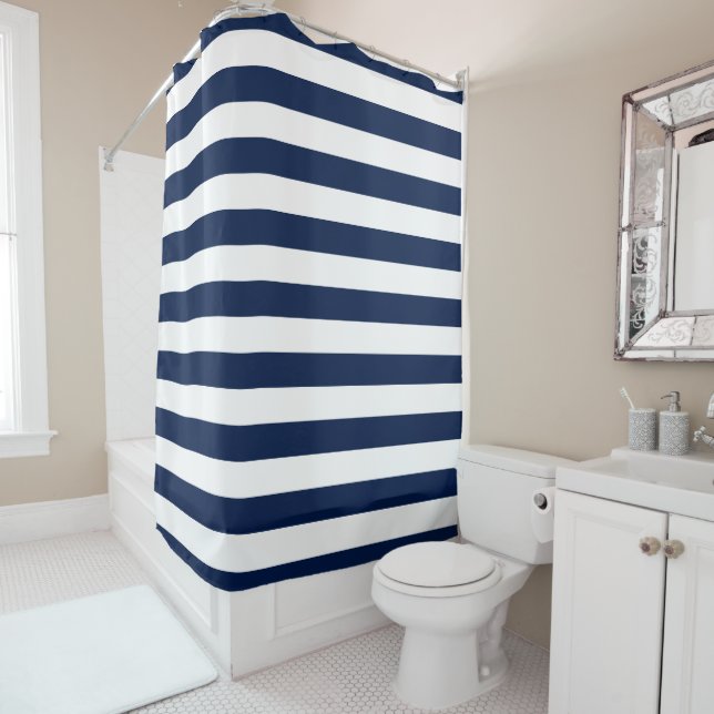 Editable Color and White Stripes Shower Curtain (In Situ)