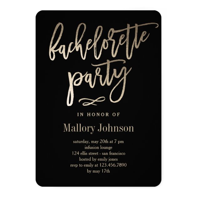 EDITABLE COLOR Bachelorette Party BRUSHED GLIMMER Card