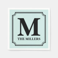 Editable Color Background Name Monogram Paper Napkin