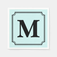Editable Color Background Ticket Border Monogram Paper Napkin