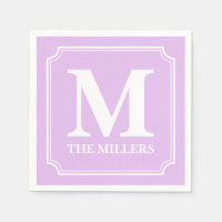 Editable Color Background White Name Monogram Napkin