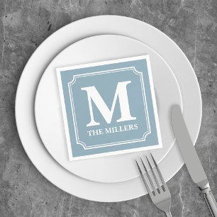 Editable Color Background White Name Monogram Napkins