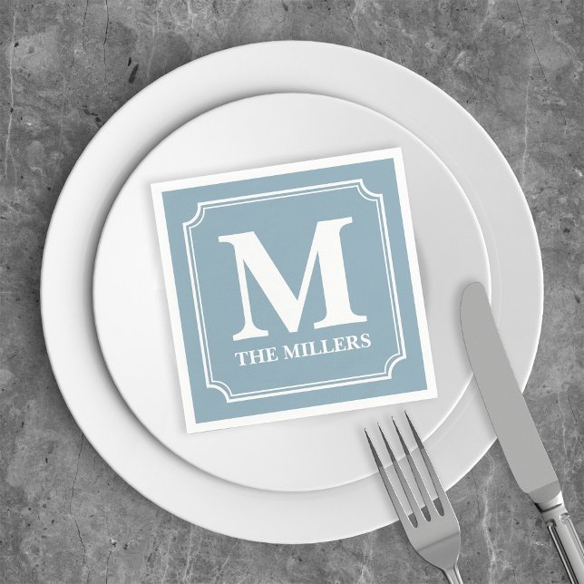 Editable Color Background White Name Monogram Napkins (Creator Uploaded)