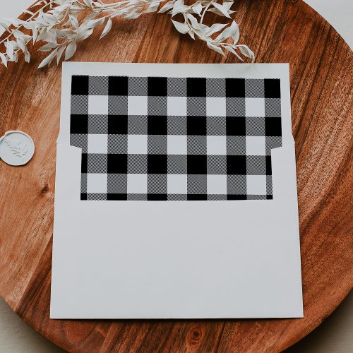 Editable Color  Black Buffalo Plaid Pattern Envelope Liner