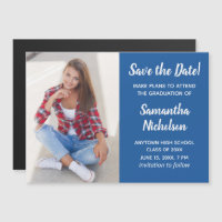 Editable Color Blue Graduation Photo Save Date