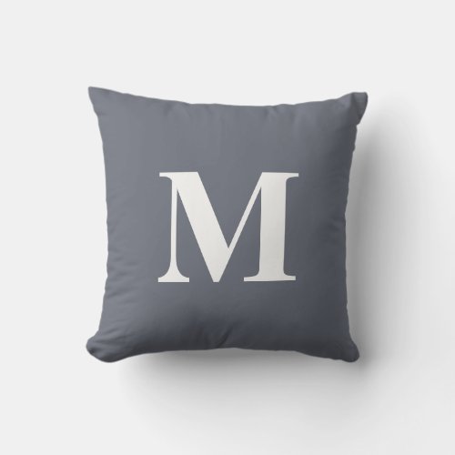 Editable Color Blue White Monogram Initial Outdoor Pillow