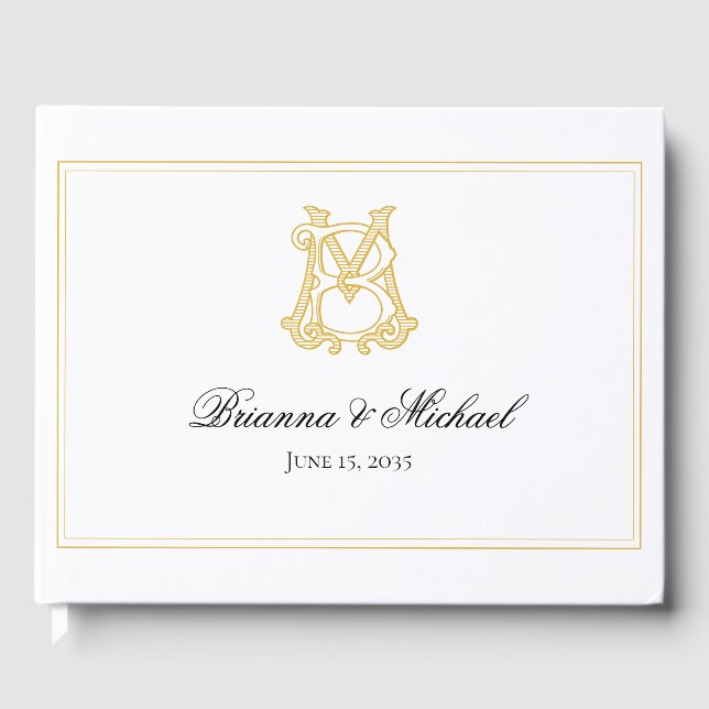 EDITABLE COLOR BM Monogram MB Monogram Guest Book (Front)