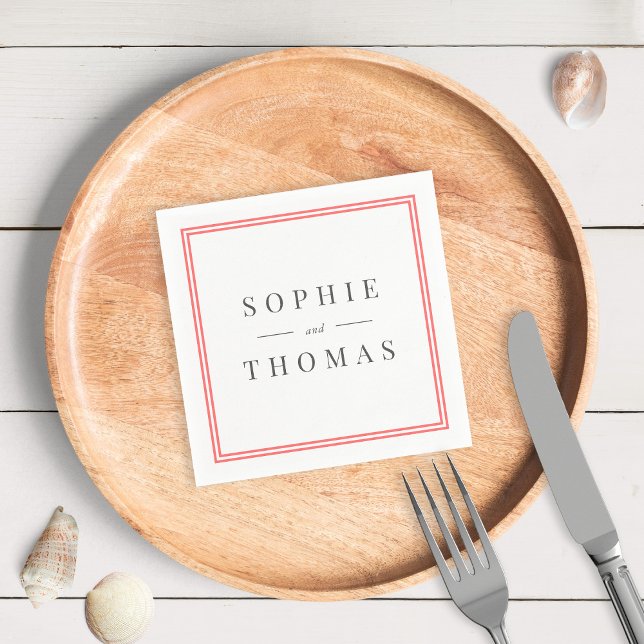 Editable Color Border Modern Classic Wedding Napkins (Creator Uploaded)