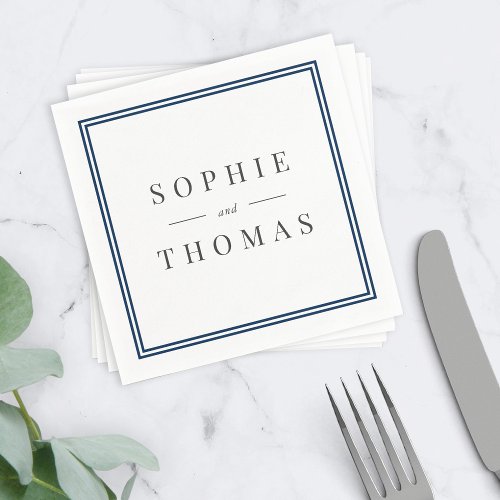 Editable Color Border Modern Classic Wedding Napkins