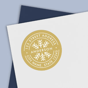 EDITABLE COLOR Border Snowflake Return Address Classic Round Sticker