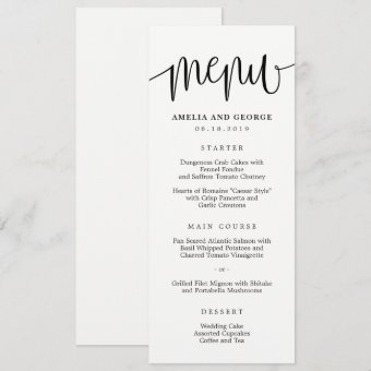 EDITABLE COLOR Calligraphy Menu Card #LCC | Zazzle