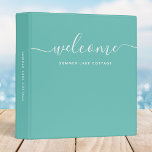 Editable Color Calligraphy Rental Property Welcome<br><div class="desc">Welcome binder to file all the important information for your guests featuring the word "welcome" in trendy calligraphy script against editable background colors (click "customize it" and change the background color of all sides). This versatile binder can be used for vacation homes, vacation rentals, bed and breakfasts, etc. Personalize it...</div>