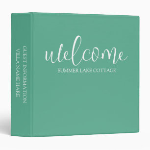 Editable Color Calligraphy Rental Property Welcome 3 Ring Binder