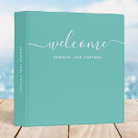 Editable Color Calligraphy Rental Property Welcome 3 Ring Binder<br><div class="desc">Welcome binder to file all the important information for your guests featuring the word "welcome" in trendy calligraphy script against editable background colors (click "customize it" and change the background color of all sides). This versatile binder can be used for vacation homes, vacation rentals, bed and breakfasts, etc. Personalize it...</div>