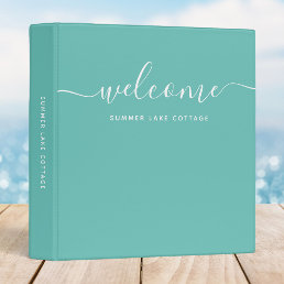 Editable Color Calligraphy Rental Property Welcome 3 Ring Binder