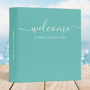 Editable Color Calligraphy Rental Property Welcome 3 Ring Binder